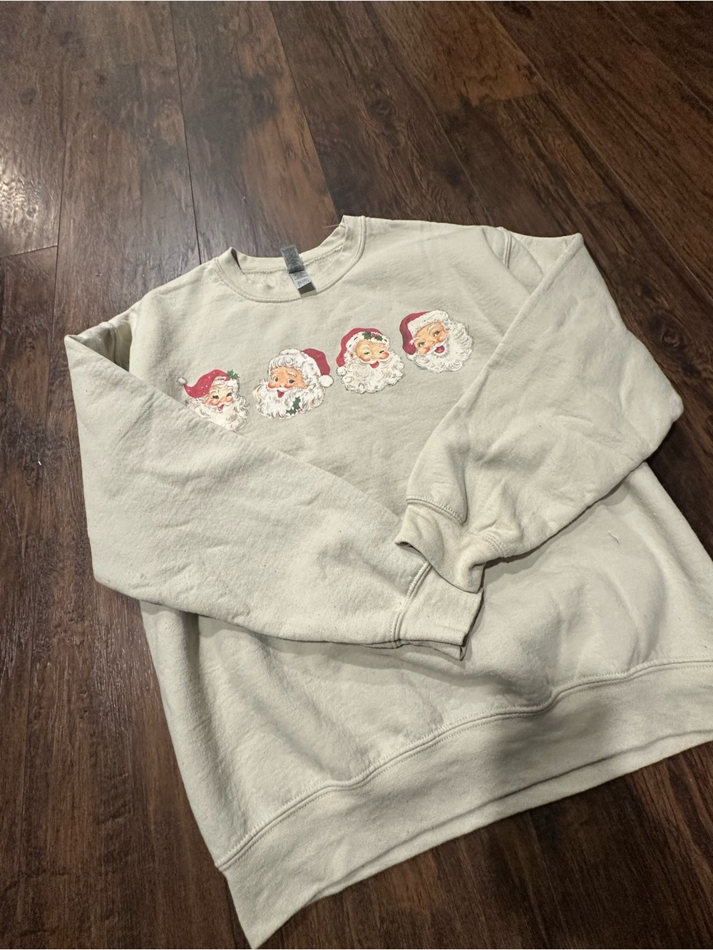 Unisex Cream Santa Crewneck Sweatshirt